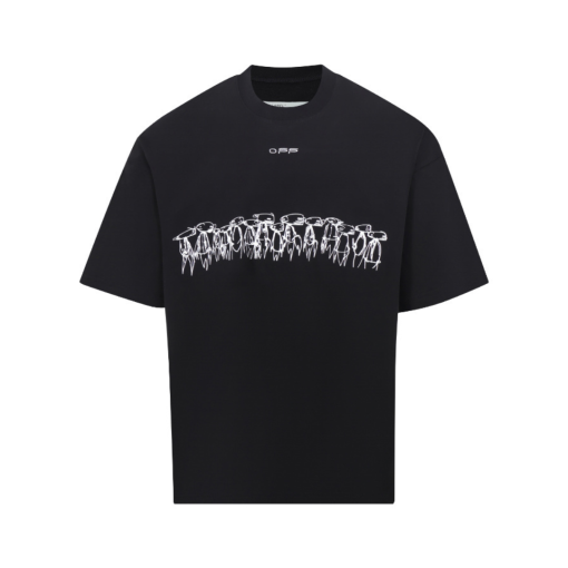 Off-White T Shirt Black With Signature Design - XXL