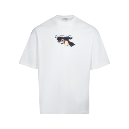 Off-White T Shirt White Cartoon Print - XXL