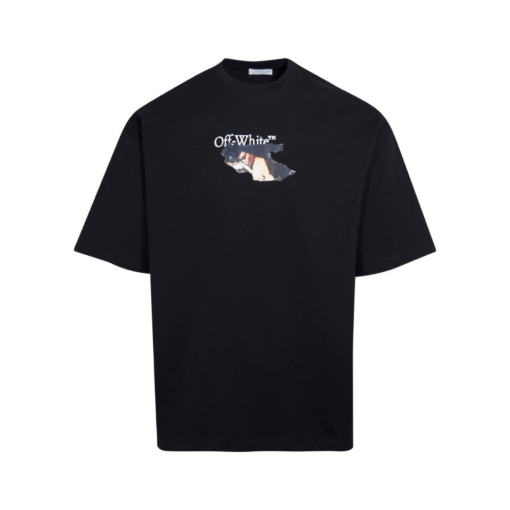 Off-White T Shirt Black Cartoon Print