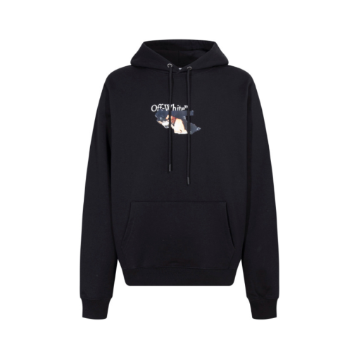Off-White Hoodie Black With Cartoon Design - M