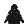 Off-White Zipper Hoodie Black With Pink Design