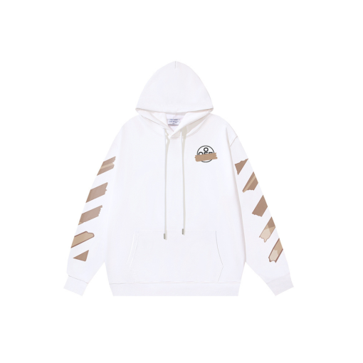 Off-White Hoodie White With Beige Design - XXL