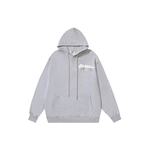 Off-White Light Gray Hoodie Logo Print