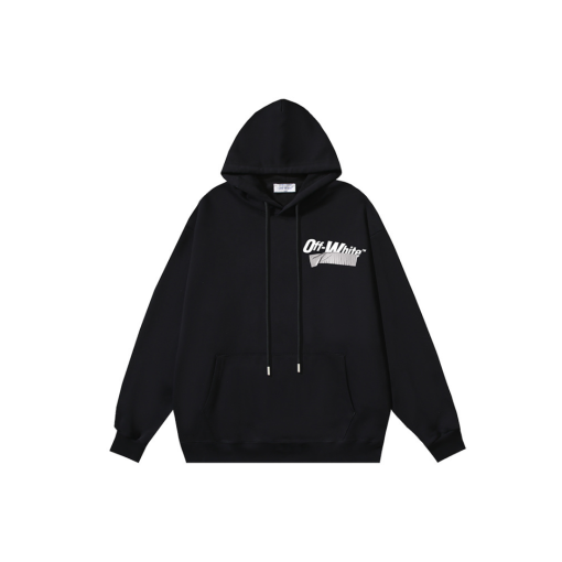 Off-White Black Hoodie Logo Print - M
