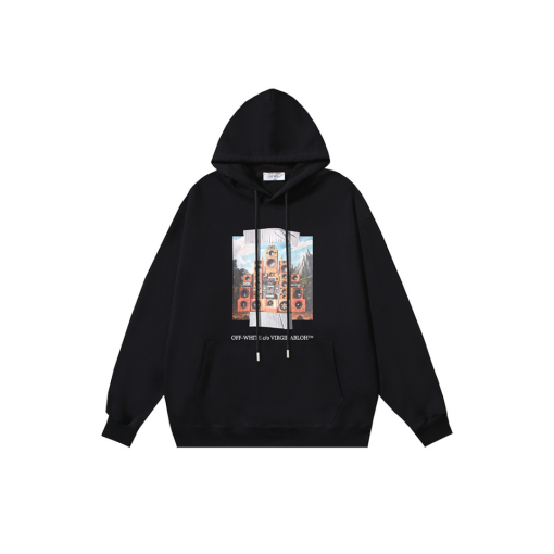 Off-White Black Hoodie With Graphic Design - XXL