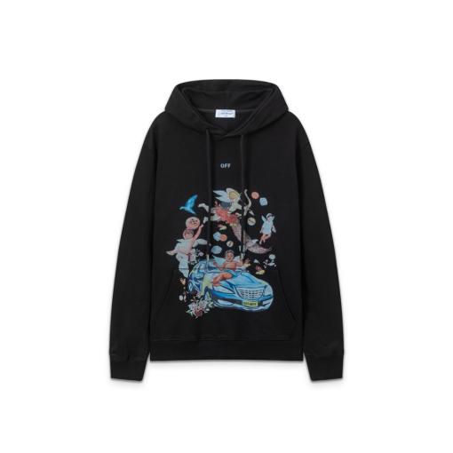 Off-White Hoodie Black With Graphic Design Print - XXL