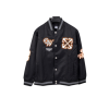 Off-White Varsity Jacket Black With Orange Design Printed