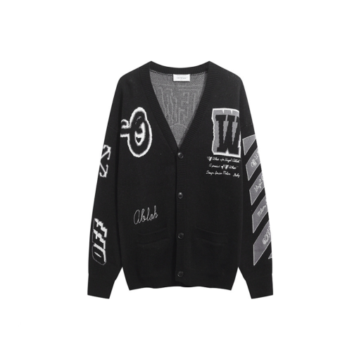 Off-White Moon Varsity Knit Cardigan Black - M