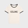 Celine Regular T-shirt Cotton Jersey Washed White