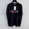 Celine Rhinestone Loose T-shirt Black Cotton Jersey