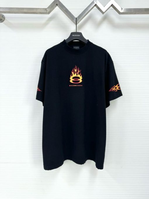 Balenciaga Fire Logo T-Shirt Black - S