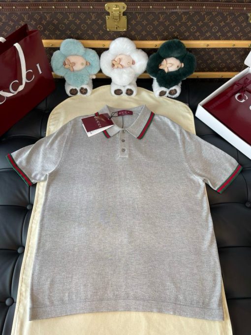 LV Lamé Knit Polo T-shirt Silver - XXL