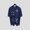 LV Monogram Short-Sleeved Knitted Crewneck In A Dark Blue Cotton Blend