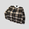 LV Flannel Long-Sleeved Polo Shirt In Brown And Beige Tones