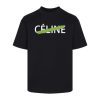 Celine Loose T-shirt Cotton Jersey Black With The Brand Name Crossed Out With A Green Line