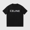 Celine Loose T-Shirt Cotton Jersey With A Screen Printed Logo Black And White