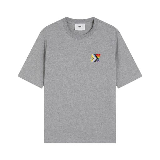 Ami Paris Pride Organic Cotton T-Shirt Gray
