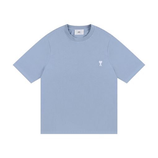 AMI Paris Cropped T-Shirt Sky Blue