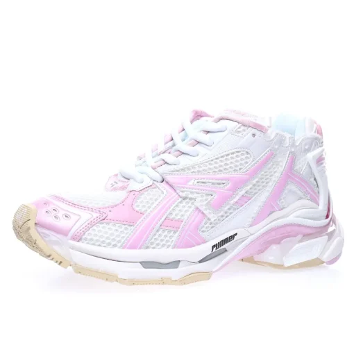 BALENCIAGA Runner Sneaker White Pink – Iconic 90s Retro Technical Mesh Luxury Runner
