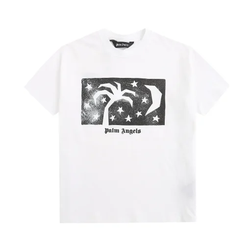 Palm Angels Graphic Print Crew Neck T-Shirt Black