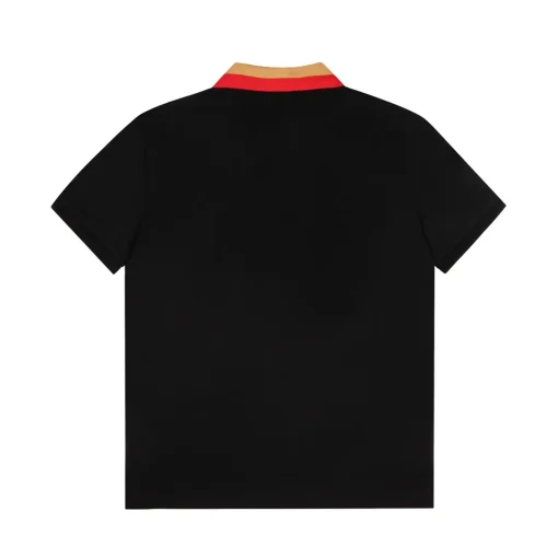 Burberry Logo Detail Cotton Piqué Polo T-Shirt Black