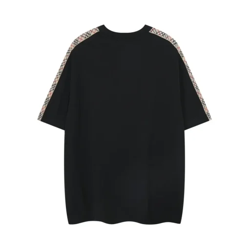 Burberry Check Trim Cotton T Shirt Archive Black
