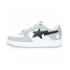 A Bathing Ape Bape Sta Grey Black – Premium White Grey Black Patent Leather Sneakers