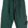 Stone Island logo-patch track shorts forest green