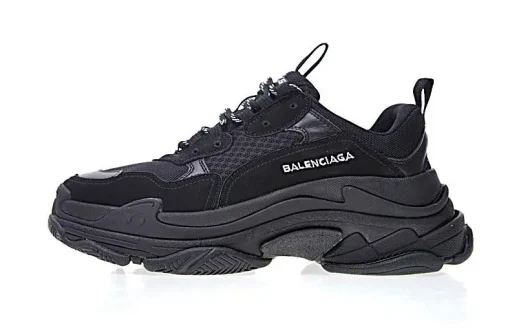 BALENCIAGA Triple S Black – Iconic All Black Oversized Luxury Sneakers