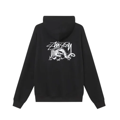 Stussy Relax Hoodie Black Printed Graphic On The Chest