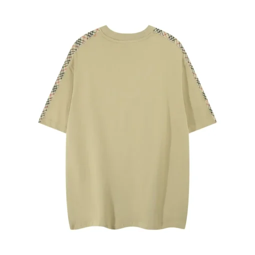 Burberry Check Trim Cotton T Shirt Archive Beige