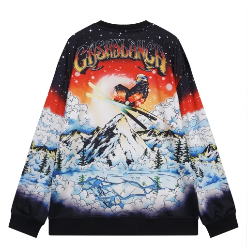 Casablanca Snow Mountain Ski Black Gradient Sweatshirt