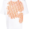 FENDI monogram-print crew-neck oversized T-shirt white/burnt orange