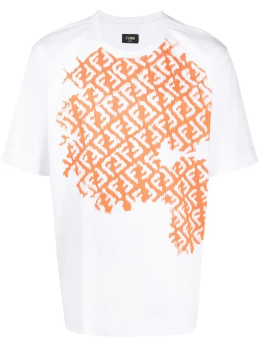 FENDI monogram-print crew-neck oversized T-shirt white/burnt orange