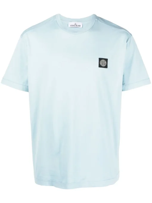 Stone Island Compass-patch cotton T-shirt light blue