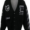 Off-White intarsia-knit wool-blend cardigan black/white