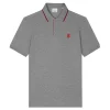 Burberry Icon Stripe Placket Cotton Piqué Polo Shirt Grey