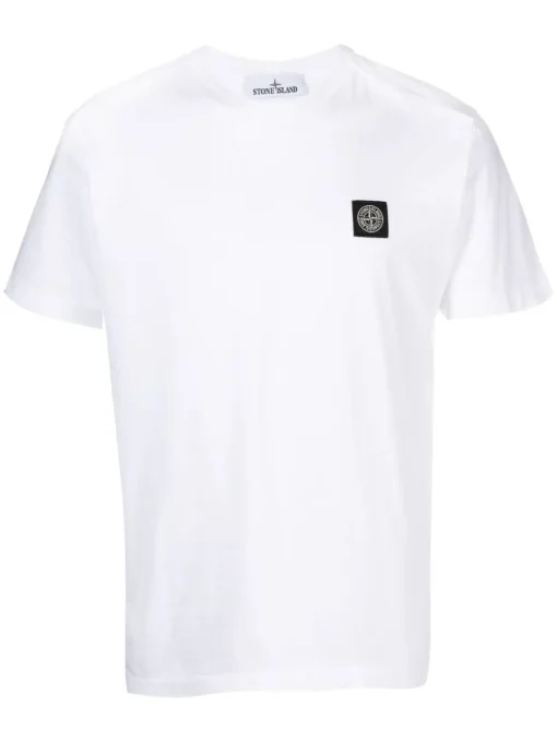 Stone Island Compass-appliqué cotton T-shirt white