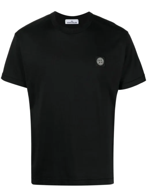 Stone Island Compass-appliqué cotton T-shirt black