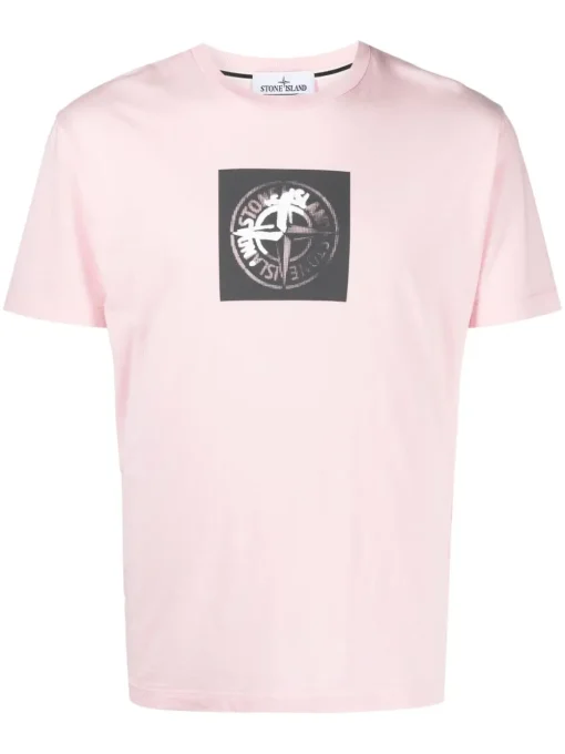 Stone Island Logo Print T-shirt Pink