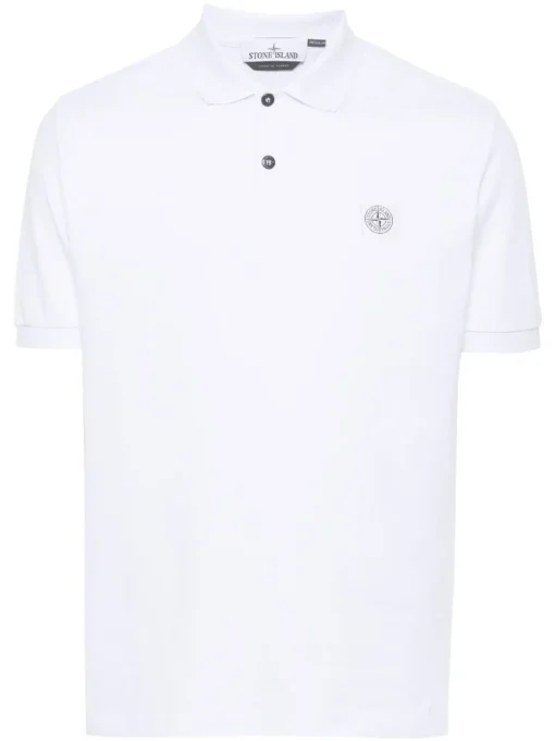Stone Island piqué cotton polo shirt optical white