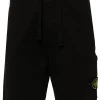 Stone Island Compass-badge cotton track shorts black