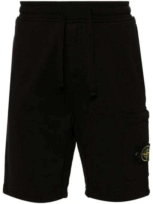 Stone Island Compass-badge cotton track shorts black