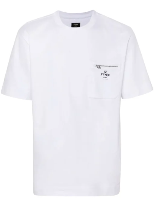 FENDI logo-print cotton T-shirt white