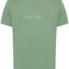 Stone Island logo-embossed cotton T-shirt green