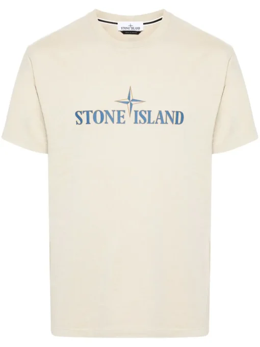 Stone Island logo-print cotton T-shirt beige