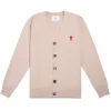 Ami Paris De Coeur Extrafine Merino Wool Cardigan Pink