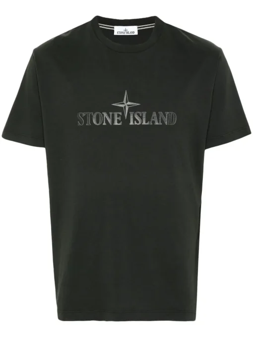 Stone Island logo-rubberised cotton T-shirt