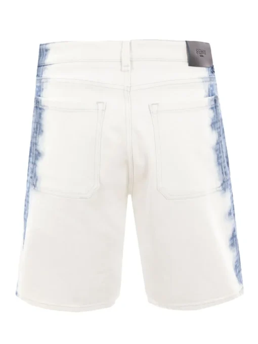 FENDI bleached denim shorts chalk white/indigo blue