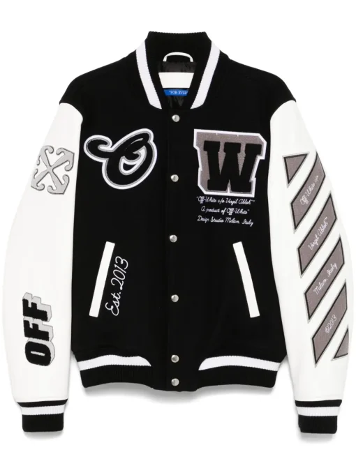 Off-White Lea varsity jacket black/white